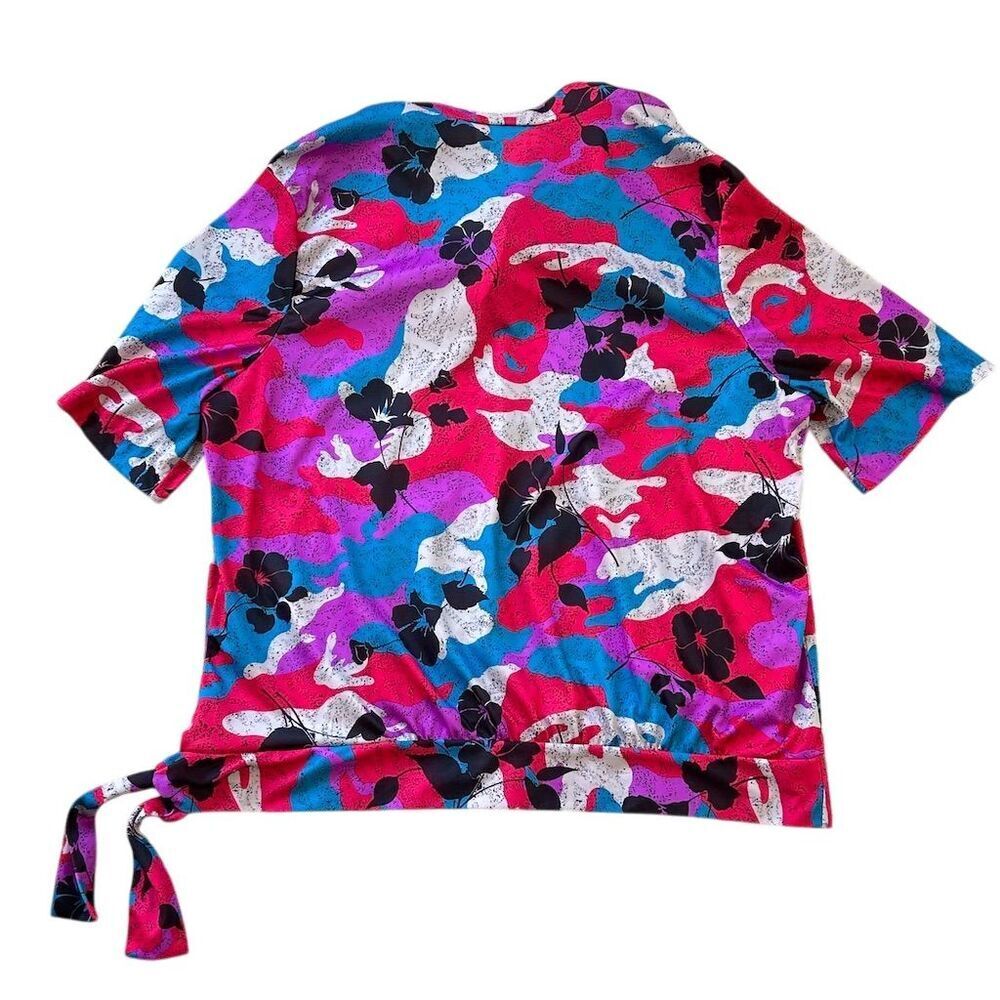 Amy Lynn Women's Floral Blouse Size 42 Collared Short Sleeve Casual - Picture 5 of 5